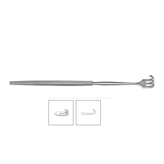 Гачок; 2 зубчики; гострий; вузький згин; 16,5см. Tontarra Medizintechnik GmbH